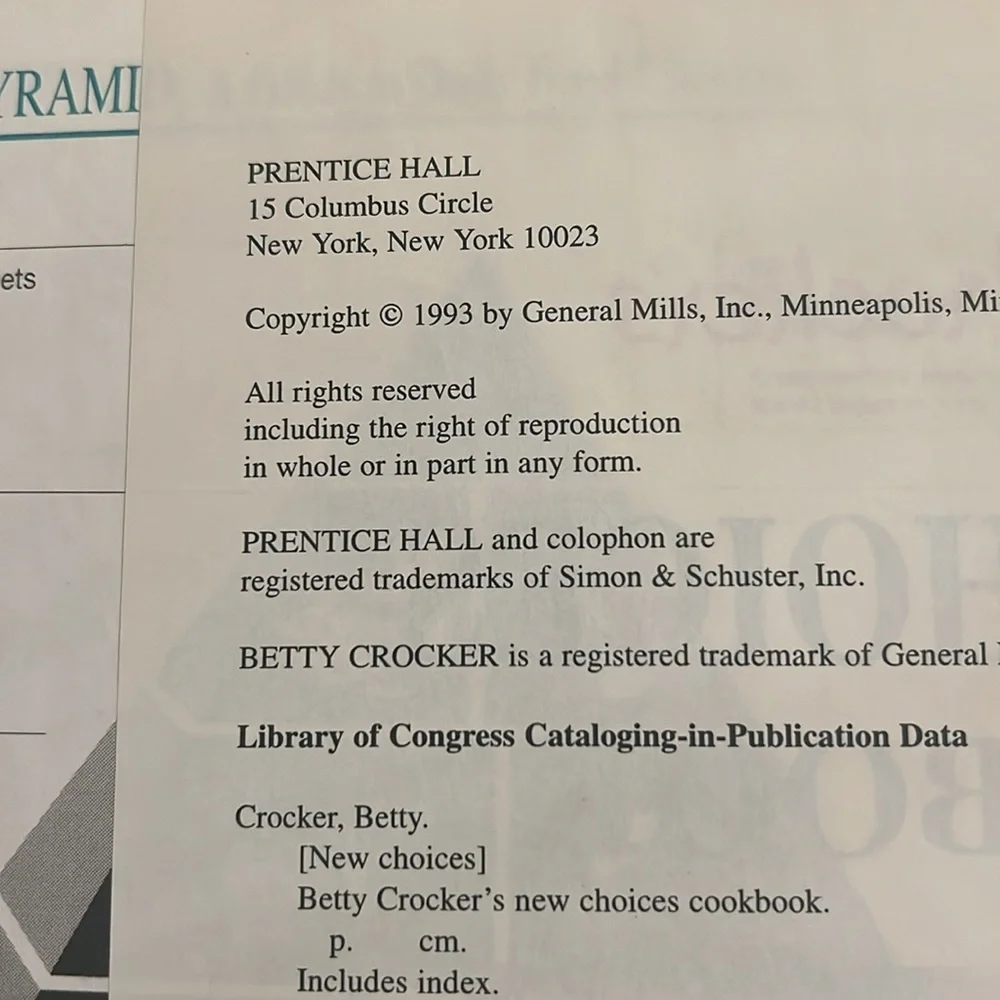 BETTY CROCKER “New Choices Cookbook”. Over 500 recipe’s for eating right…